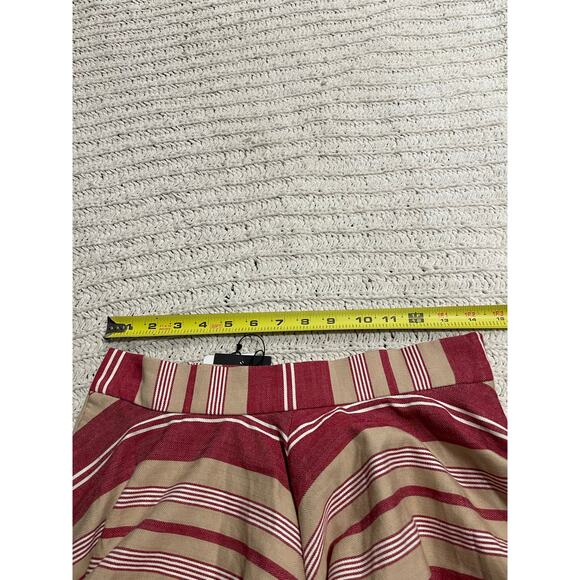 NWT Zara Woman Circle Skirt Knee Length Womens Sz Medium Pockets Stripes Red Tan - Picture 4 of 12